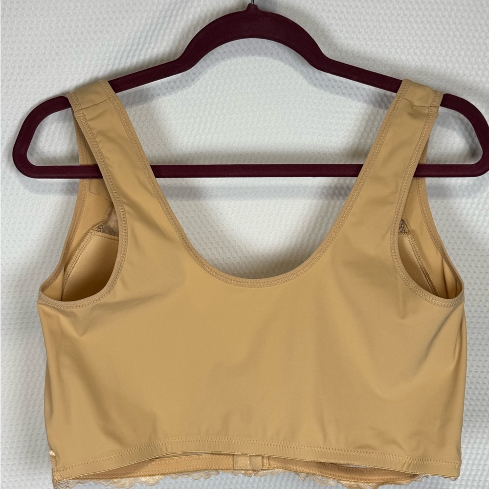 NEW LB Lace Front Closure Wireless Bra Nude Beige 44D Full Coverage Comfort - Picture 2 of 10
